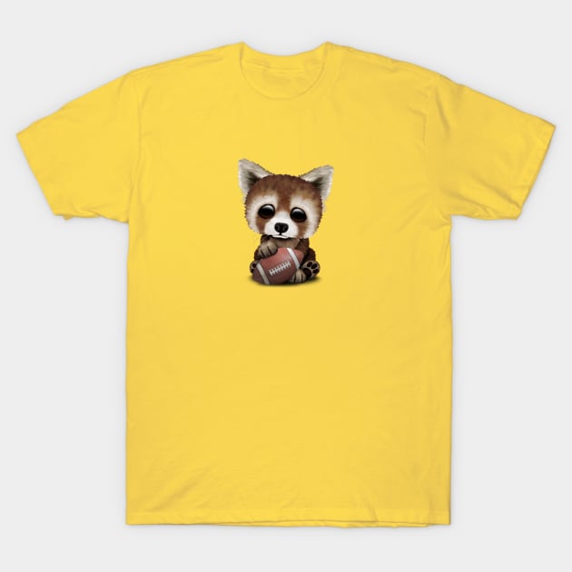 Cute Baby Red Panda Playing With Football T-Shirt by jeffbartels